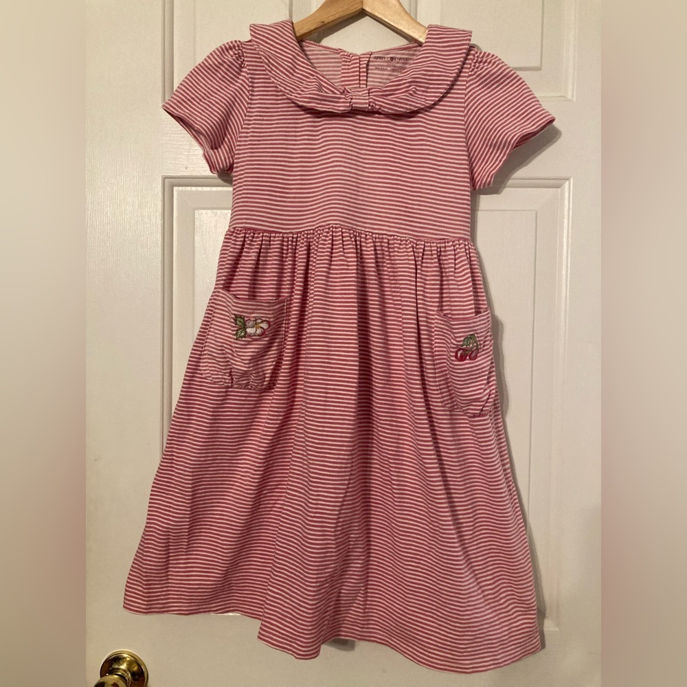 April Cornell Pink Striped Kids Dress with Embroidery